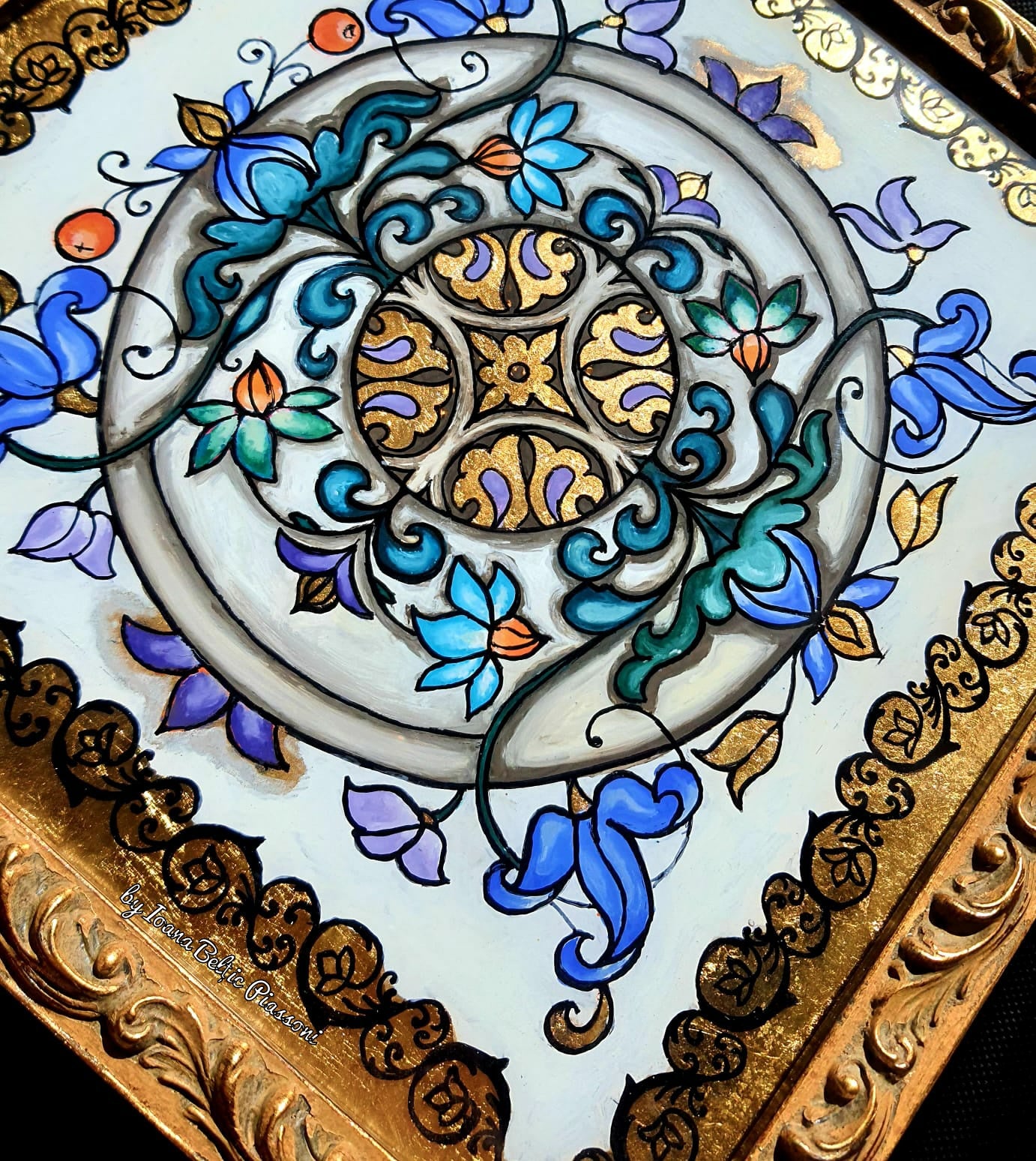 Floral elegance:garland of blue emotions