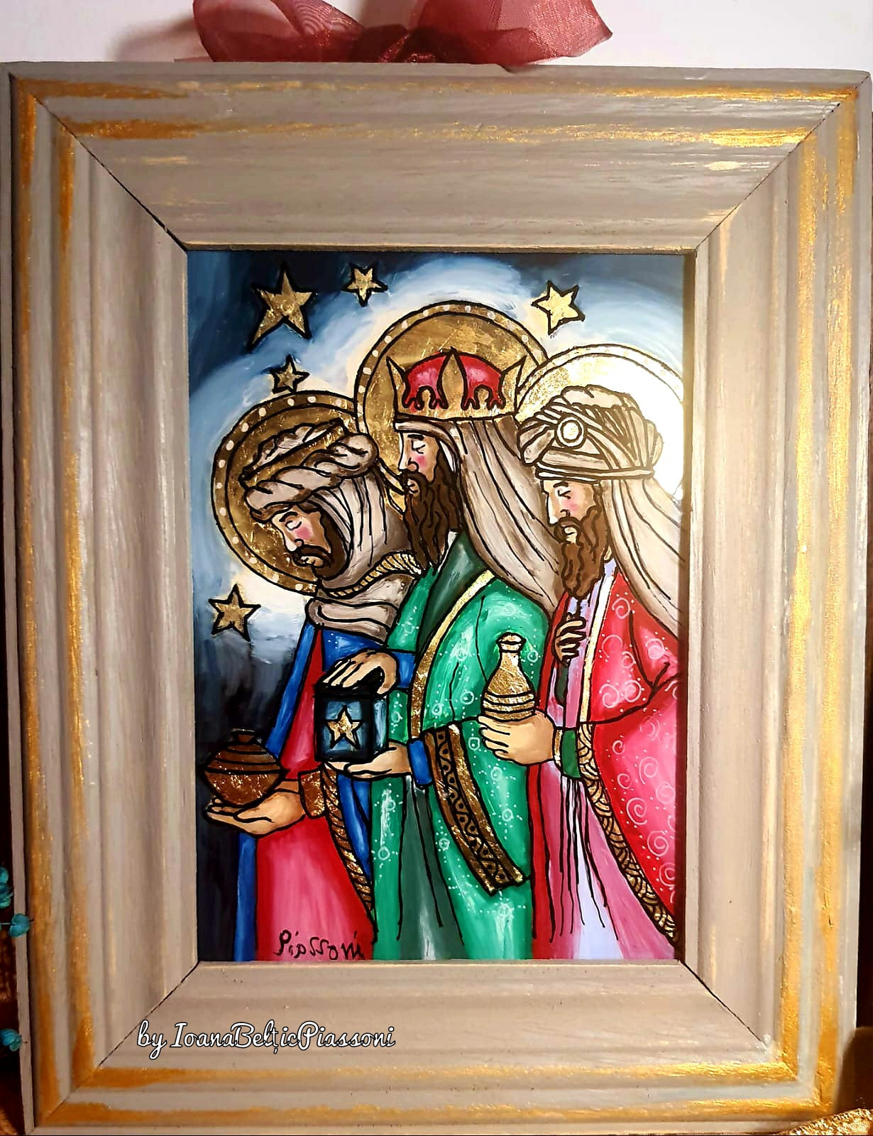 Eastern Magi: Iconography with Gold and Incense on Glass