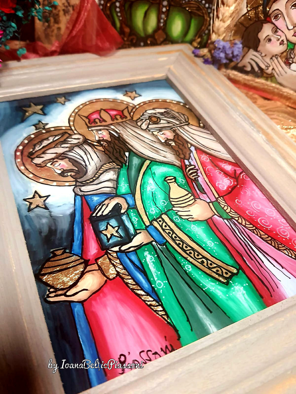 Eastern Magi: Iconography with Gold and Incense on Glass