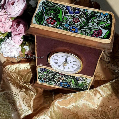 Time and Beauty: Mantel Clock with Paintings on Glass