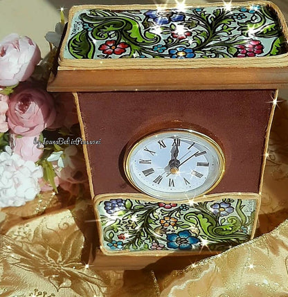 Time and Beauty: Mantel Clock with Paintings on Glass