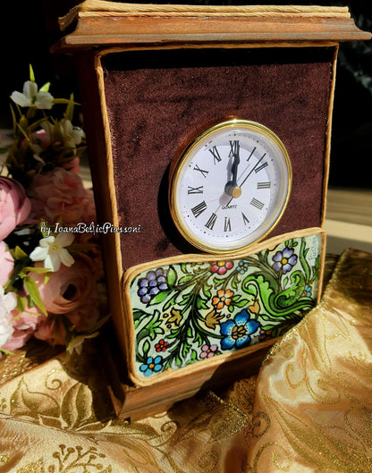 Time and Beauty: Mantel Clock with Paintings on Glass