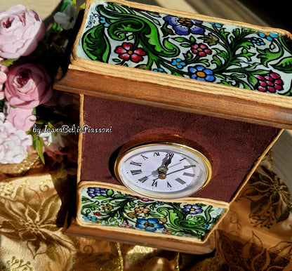 Time and Beauty: Mantel Clock with Paintings on Glass
