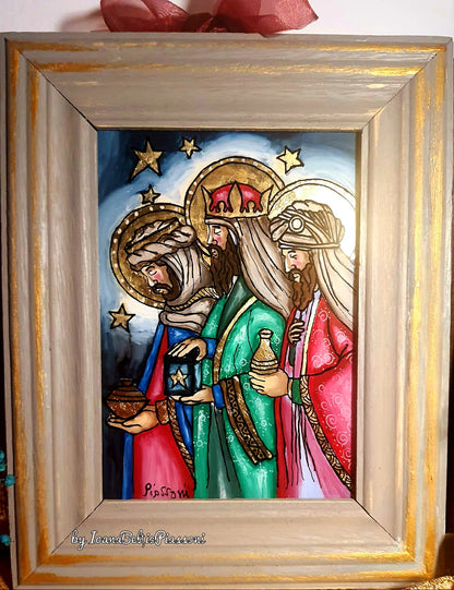 Eastern Magi: Iconography with Gold and Incense on Glass