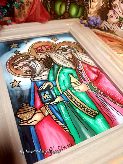 Eastern Magi: Iconography with Gold and Incense on Glass