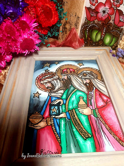 Eastern Magi: Iconography with Gold and Incense on Glass