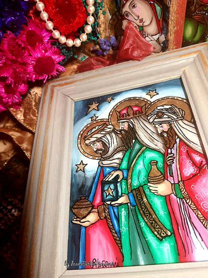 Eastern Magi: Iconography with Gold and Incense on Glass