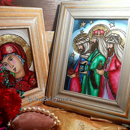 Eastern Magi: Iconography with Gold and Incense on Glass