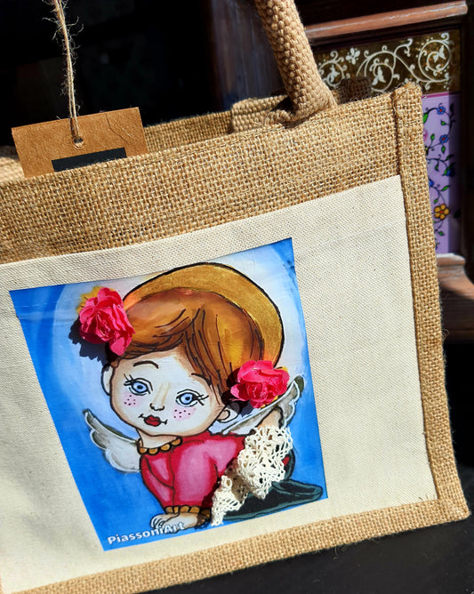 Codite & Trandafiri: Moda întâlnește arta pe această sacoșă de iută stylish!